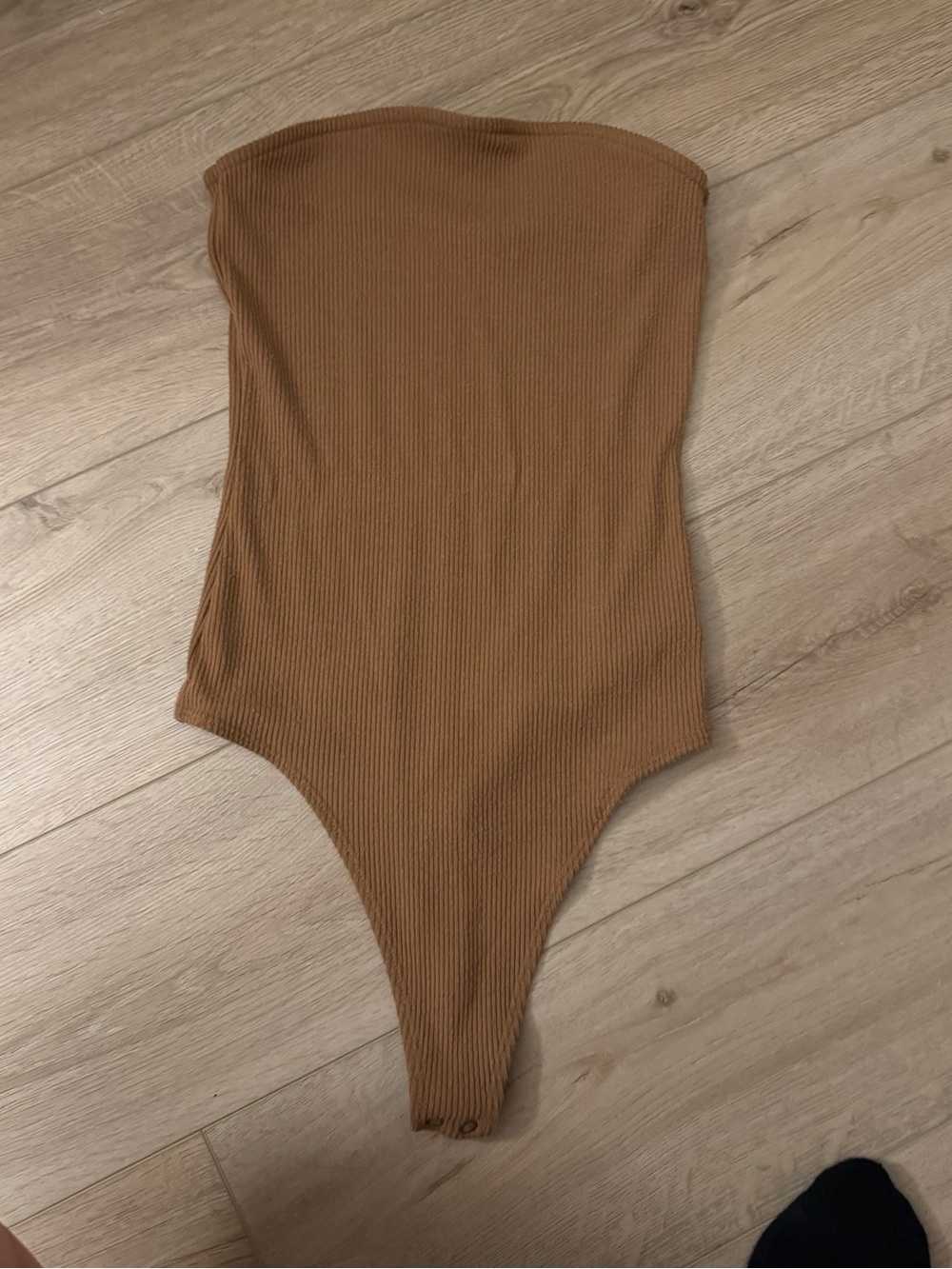 Strapless Ribbed One-Piece — Brown - Picture 2 of 5